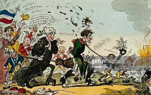 der marsch des bösewichts napoleon nach elba - capture the flag stock-grafiken, -clipart, -cartoons und -symbole