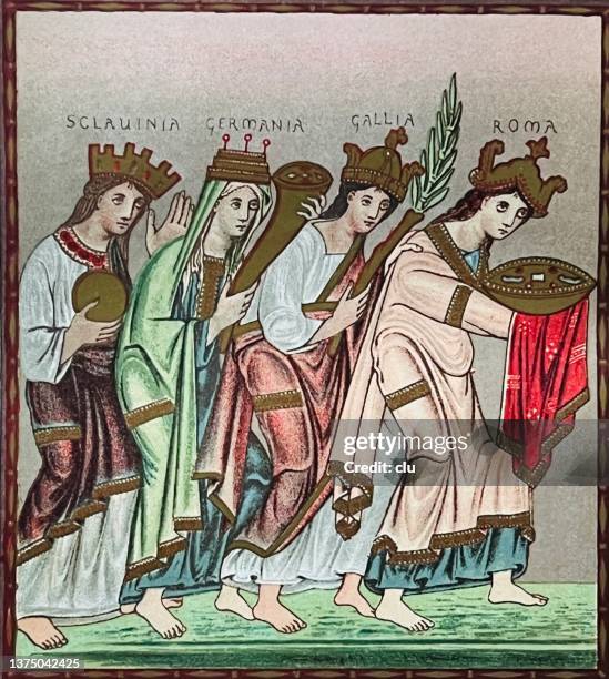 illustrazioni stock, clip art, cartoni animati e icone di tendenza di omaggio dei paesi al reggente del sacro romano impero - pellegrinaggio