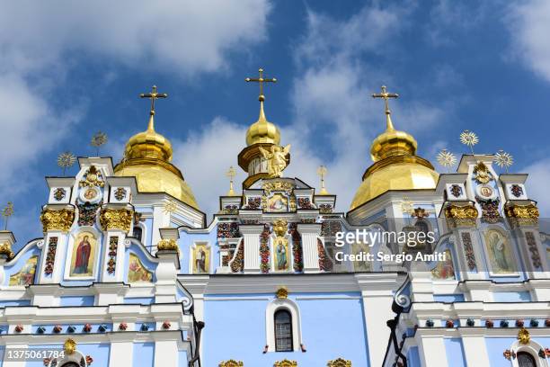 st. michael's golden-domed monastery in kyiv - orthodox stock pictures, royalty-free photos & images