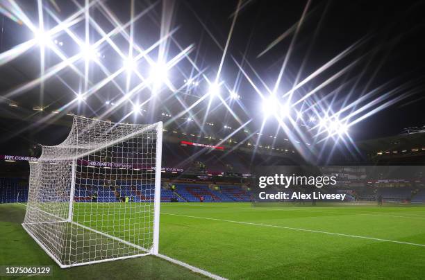 General view inside of the stadium ahead of the Premier League match between Burnley and Leicester City at Turf Moor on March 01, 2022 in Burnley,...