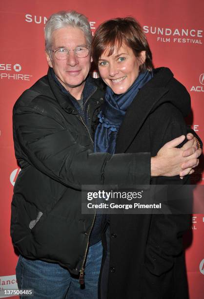 Richard Gere and Carey Lowell attend the "Arbitrage" Premiere at the Eccles Center Theatre during the 2011 Sundance Film Festival on January 21, 2012...