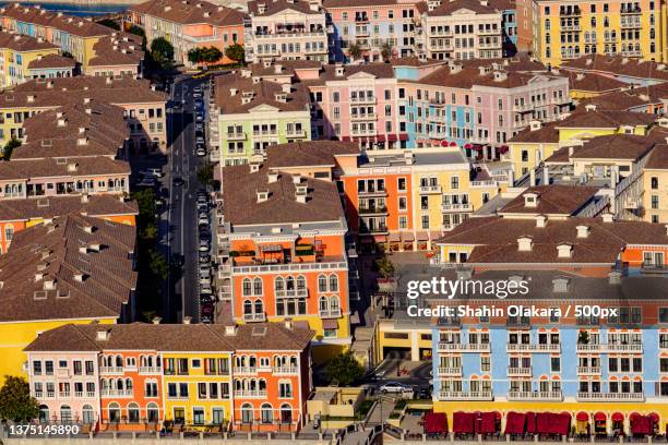 pearl qatar,high angle view of buildings in city,doha,qatar - doha pearl stock pictures, royalty-free photos & images