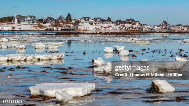 scenic view of frozen lake against sky,united states,usa - maine winter stock pictures, royalty-free photos & images