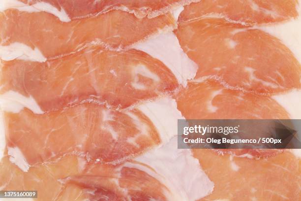 slices of delicious prosciutto,full frame shot of meat,moldova - jambon de parme photos et images de collection