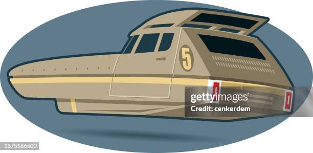 vintage spaceship - cabin stock illustrations