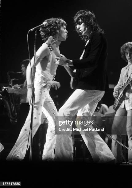 8th SEPTEMBER: Mick Jagger, Keith Richards and Mick Taylor of the Rolling Stones, perform on stage at Wembley Empire Pool, London, 8th September...