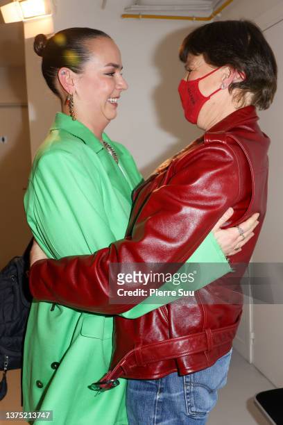 Pauline Ducruet and Princess Stephanie of Monaco are seen backstage after the Alter Womenswear Fall/Winter 2022-2023 show as part of Paris Fashion...
