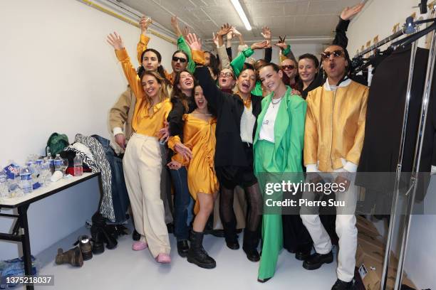 Pauline Ducruet and her Models are seen backstage after to the Alter Womenswear Fall/Winter 2022-2023 show as part of Paris Fashion Week on March 01,...