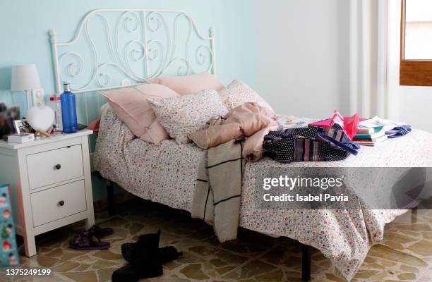 messy teenager bedroom - teenager bedroom stock pictures, royalty-free photos & images