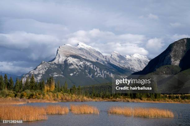 rundle1 and vermillion - rundle mountain stock pictures, royalty-free photos & images