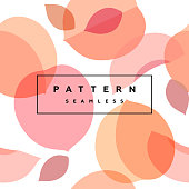 Peach seamless pattern. Fruit background. Transparent fruits and frame with text is on separate layer.