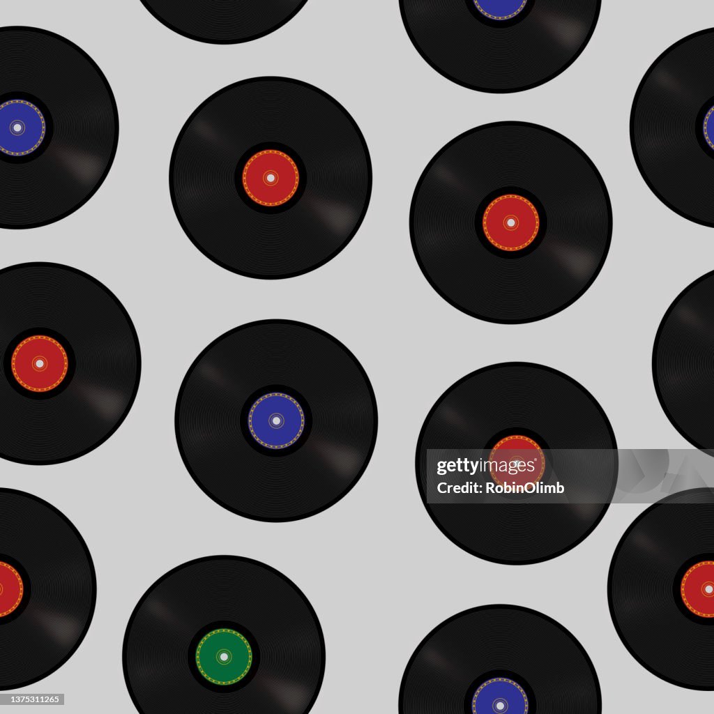 Retro 78 RPM Records Seamless Pattern