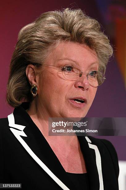 Commissioner Viviane Reding speaks during the Digital Life Design conference at HVB Forum on January 22, 2012 in Munich, Germany. DLD is a global...