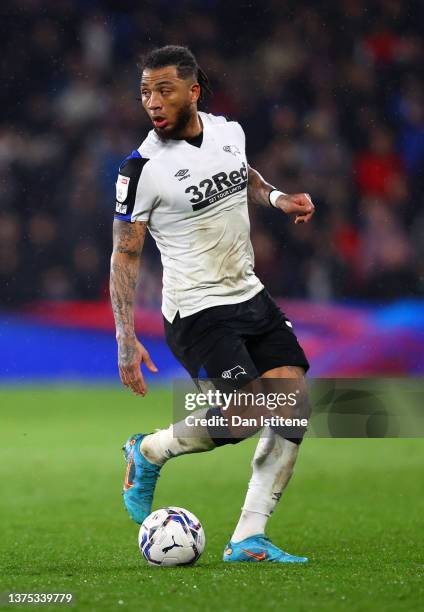 Colin Kazim-Richards of Derby County runs with the ball during the Sky Bet Championship match between Cardiff City and Derby County at Cardiff City...