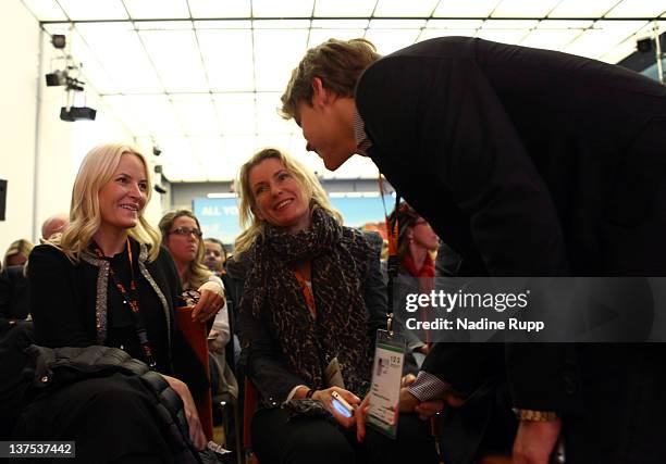 Crown Princess Mette-Marit of Norway, DLDwoman chairwoman Maria Furtwaengler and Jacob Burda attend the Digital Life Design conference at HVB Forum...