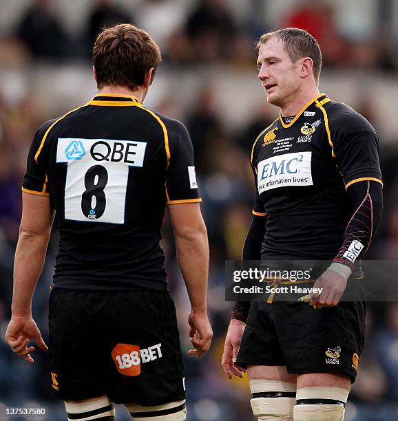 Richard Birkett of Wasps during the Amlin Challenge Cup match between London Wasps and Bordeaux-Begles at Adams Park on January 22, 2012 in High...