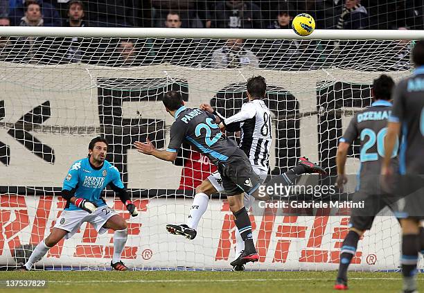Goran Pandev of SSC Napoli scores a goal during the Serie A match between AC Siena and SSC Napoli at Artemio Franchi - Mps Arena Stadium on January...