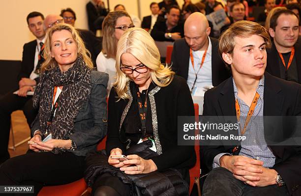 Crown Princess Mette-Marit of Norway, DLDwoman chairwoman Maria Furtwaengler and Jacob Burda attend the Digital Life Design conference at HVB Forum...