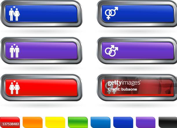 couples website buttons - gay men holding hands stock illustrations