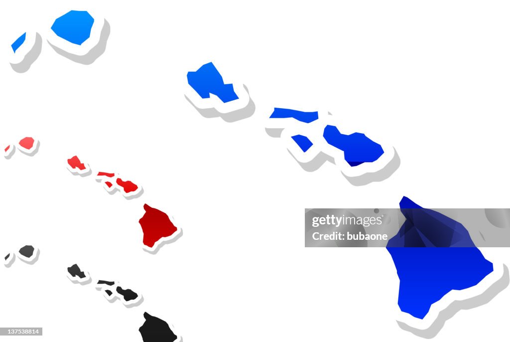 Hawaii state button royalty free vector art in 3 colors