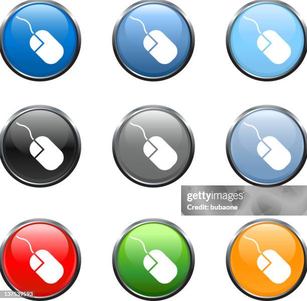 computer mouse royalty free vector icon set in nine colors - computer power cord stock illustrations