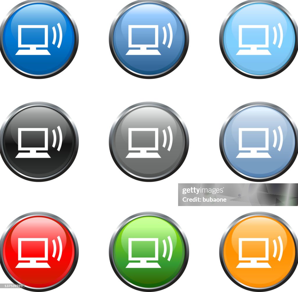 Network Work Button Internet Network Wireless Royalty Free Vector Art Button Set High-Res ...