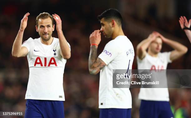 Harry Kane of Tottenham Hotspur reacts during the Emirates FA Cup Fifth Round match between Middlesbrough and Tottenham Hotspur at Riverside Stadium...