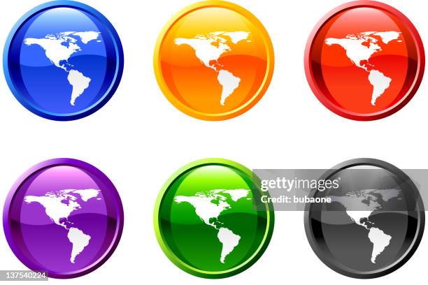 america royalty free vector icon set on round shiny buttons - continental divide stock illustrations