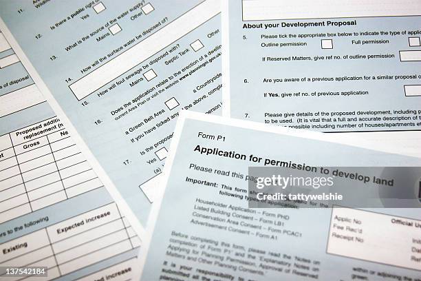 planning application - aanvraagformulier stockfoto's en -beelden