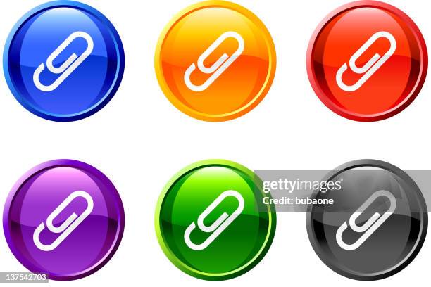 bildbanksillustrationer, clip art samt tecknat material och ikoner med paper clip vector icon button set in 6 color - paper clip