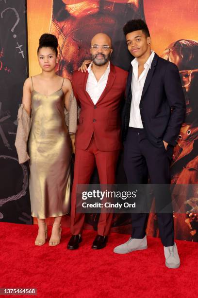 Juno Wright, Jeffrey Wright and Elijah Wright attend "The Batman" World Premiere on March 01, 2022 in New York City.