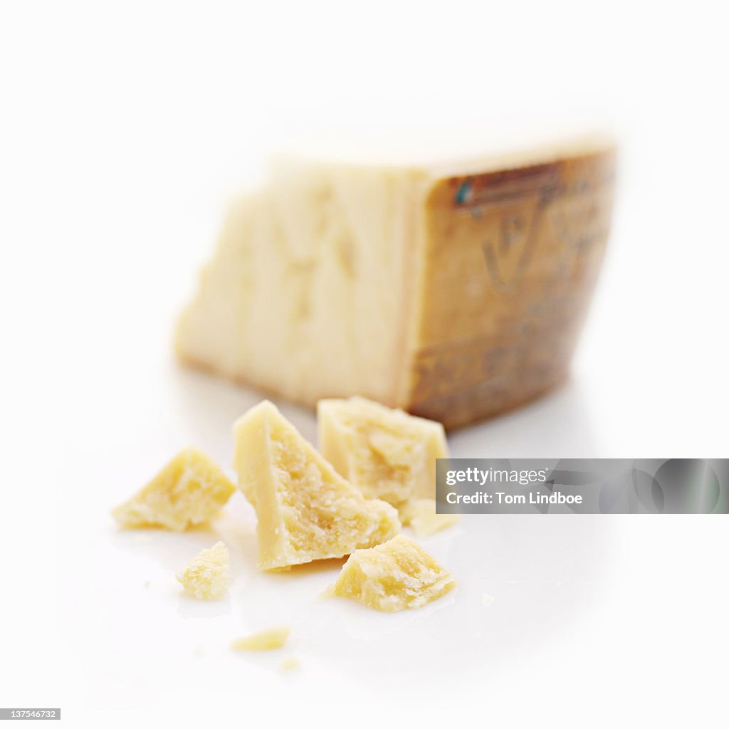 Close up of chunks of cheese