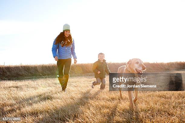 mom and boy playing in the outdoors. - billings stockfoto's en -beelden