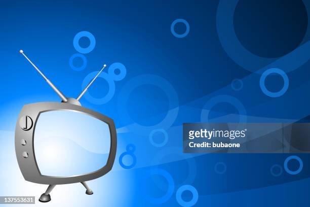 青色の背景にレトロなテレビ - 携帯テレビ点のイラスト素材／クリップアート素材／マンガ素材／アイコン素材