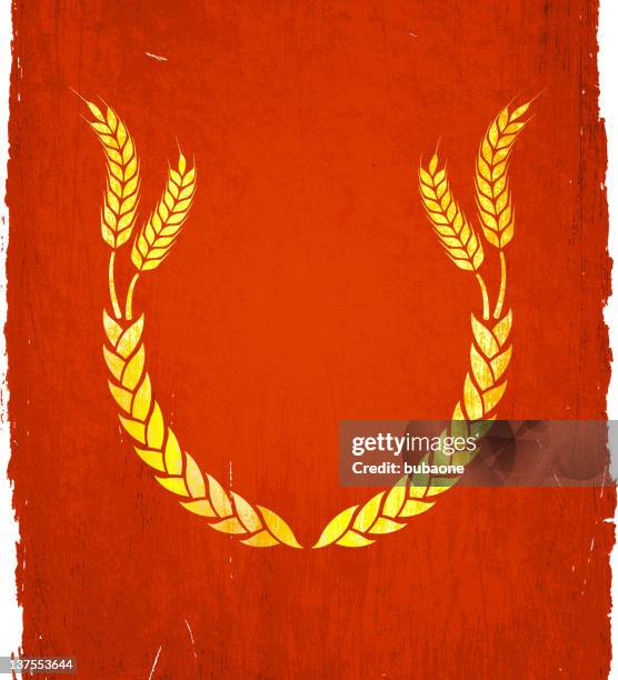 bread wheat laurel on royalty free vector background - red winter wheat stock illustrations