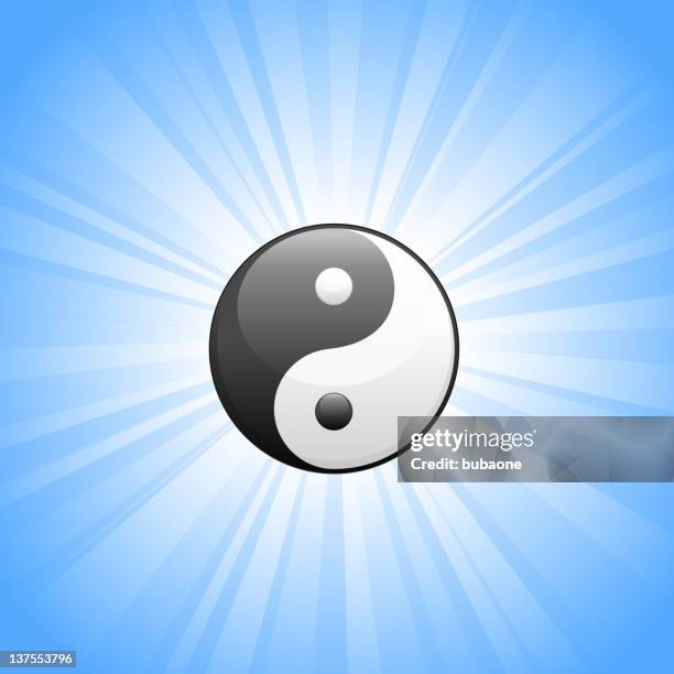 Yin Und Yangsymbol Auf Strahlend Blauem Hintergrund, Stock-Foto