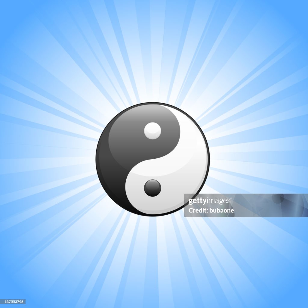 Yin Yang Symbol on glowing blue Background