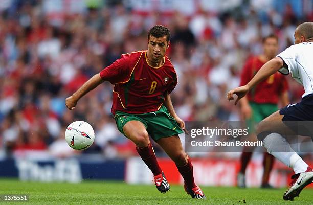 Simao Sabrosa of Portugal in action during the International Friendly match between England and Portugal at Villa Park in Birmingham on September 7,...