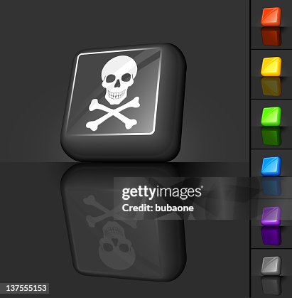 Skull and bones 3D button design Skull and bones 3D button design