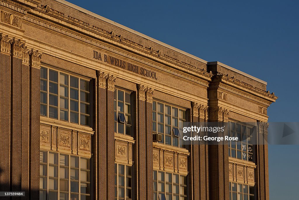 The exterior of Ida B. Wells High School is viewed on January 5, 2012