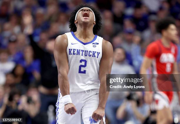 Sahvir Wheeler of the Kentucky Wildcats against the Ole Miss Rebels at Rupp Arena on March 01, 2022 in Lexington, Kentucky.