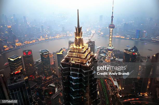 cityscape of shanghai - jin mao tower stock pictures, royalty-free photos & images