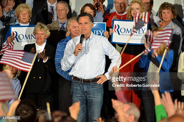 Republican presidential candidate, former Massachusetts Gov. Mitt Romney, kicks off his Florida campaign with a rally at All-Star Building Materials...