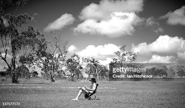 Dempsey McCoy from the team 'Wolf Pack' sits alone whilst scoring during the 2012 Goldfield Ashes cricket competition on January 21, 2012 in Charters...