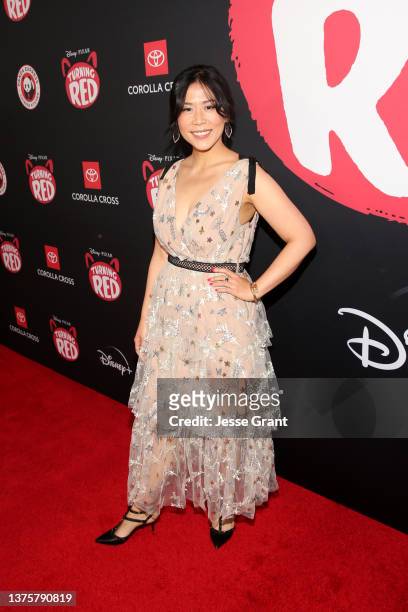 Domee Shi, Director attends the world premiere of Disney and Pixar's Turning Red at El Capitan Theatre in Hollywood, California on March 01, 2022 to...