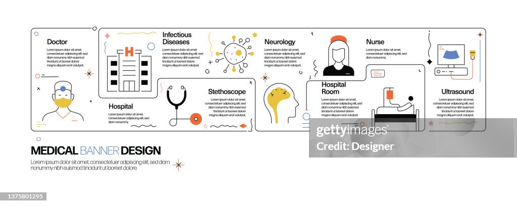Healthcare and Medical Concept, Line Style Vector Illustration