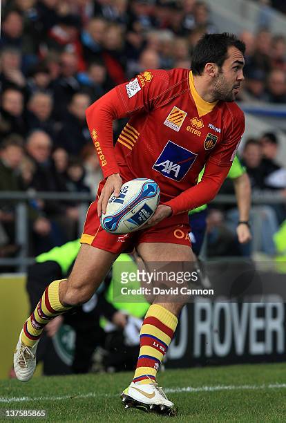 David Marty of Perpignan during the Amlin Challenge Cup match between Exeter Chiefs and Perpignan at Sandy Park on January 21, 2012 in Exeter,...