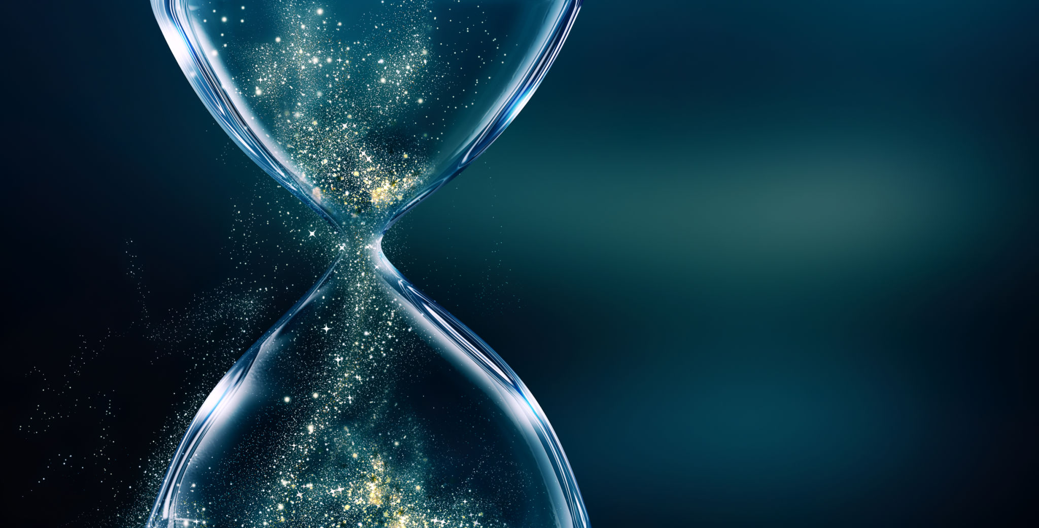 Glass hourglass with glowing sand Glass hourglass with glowing sand