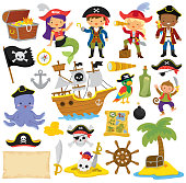 Pirates Clipart Set - Cute Cartoons