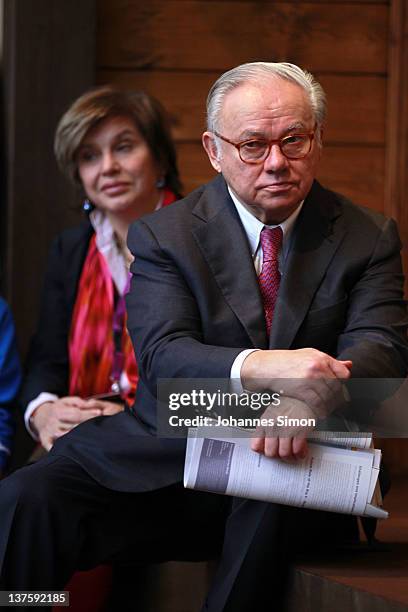 Hubert Burda and Steffi Czerny attends the Digital Life Design conference at HVB Forum on January 23, 2012 in Munich, Germany. DLD is a global...